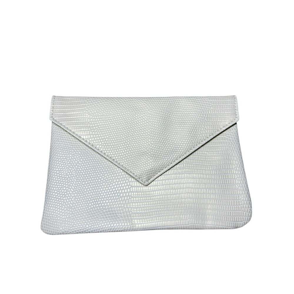 Ipsy Glam Bag Makeup Bag Cream Faux Snake Skin Lime Green Liner Snap Front Close